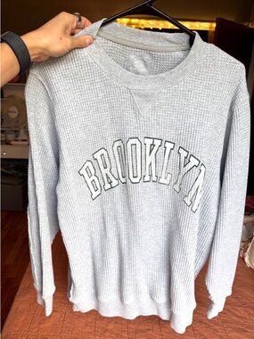 Aerie Brooklyn Waffle-Knit Crewneck Sweater - Light Gray